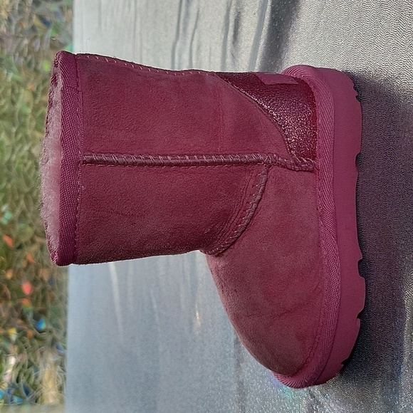 UGG Australia Pink Glitz Boots Metallic Sparkle Heels Shearling Lining Size:6 - Picture 5 of 12